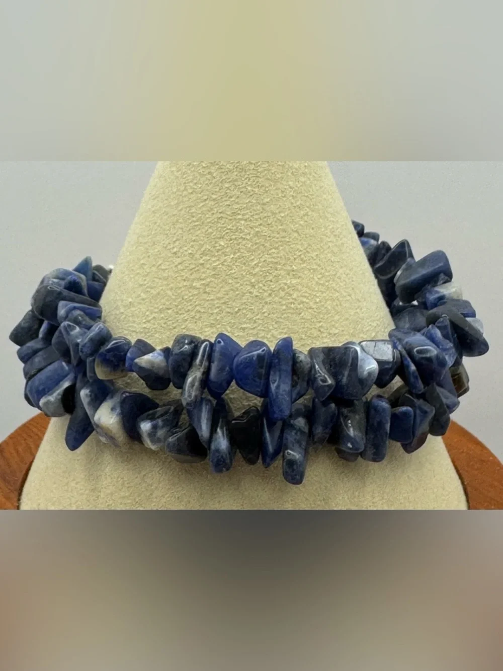 Ralph Lauren Blue Sodalite Chip Bead Bracelet with Silver Toggle